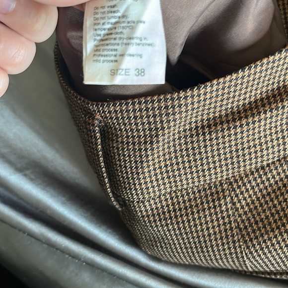 Brown Houndstooth Wool Blend Pleated Pants Women Size 38 - Picture 6 of 6